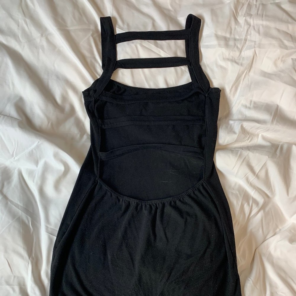 Black Bodycon Caged Back Mini-dress Size L